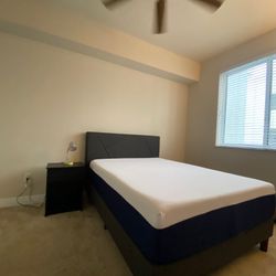 Full Bed, Mattress, Nightstand And Desk lamp