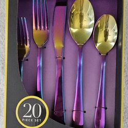 20 Piece Set Stainless Steel  Flat Ware  Forkd Spoons  Teaspoons 
