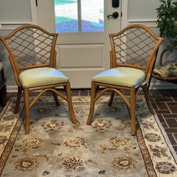Pair Of Vintage Bamboo Chinoiserie Chairs