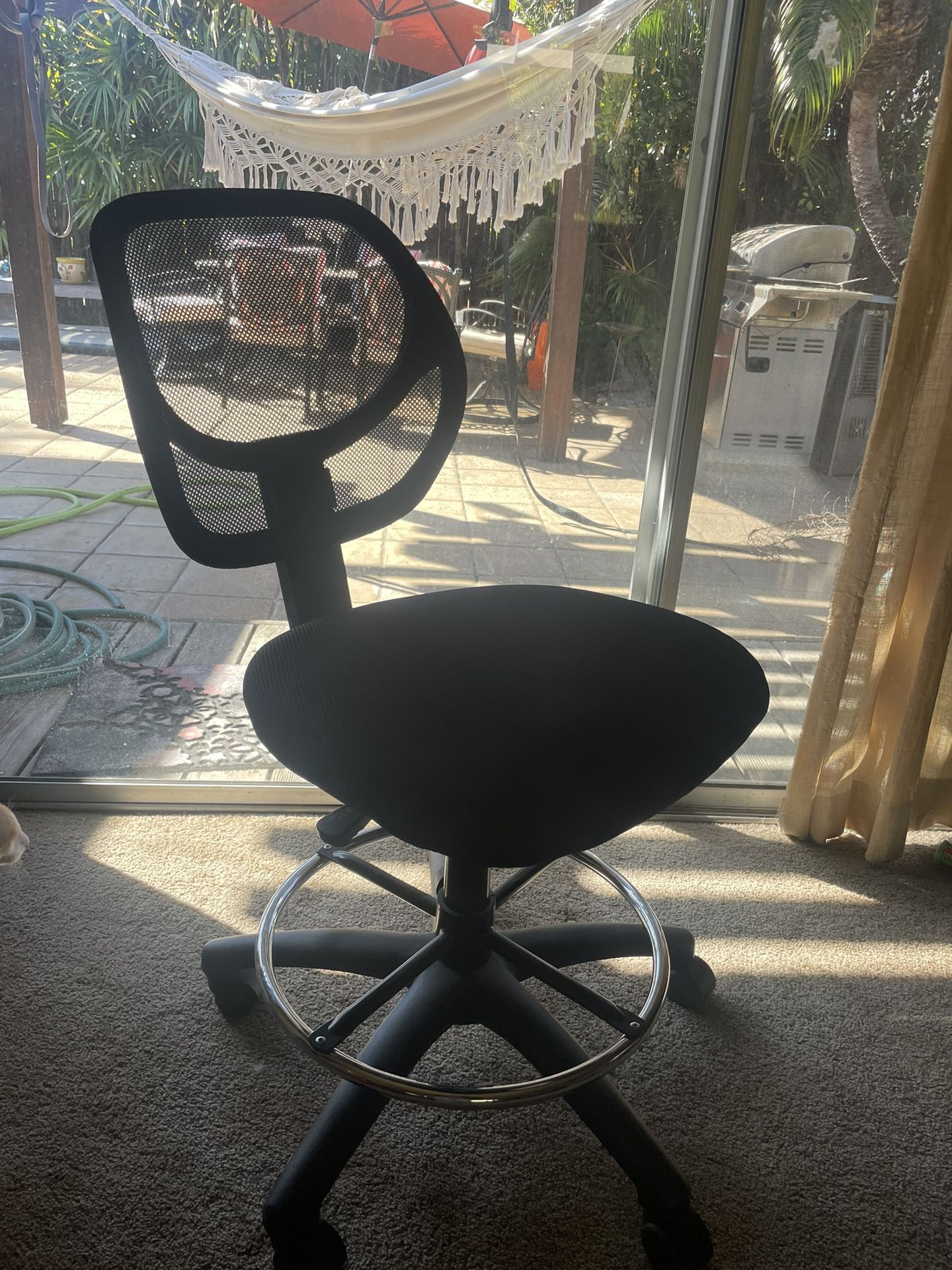 Black spinning office chair