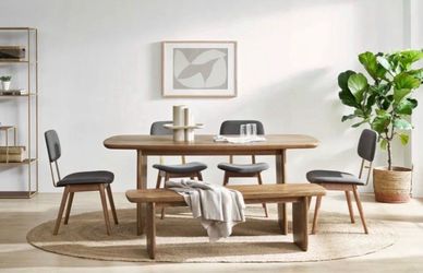 Solid Mango Wood 59" Bench, Rounded Silhouette | Jaxon by Castlery