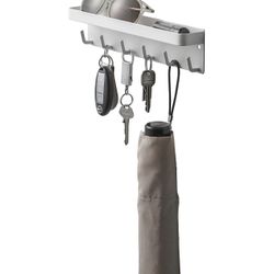 Magnetic Key Rack with Tray Steel One Size White