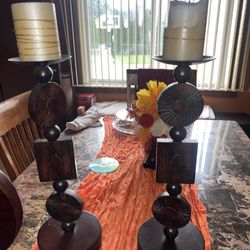 Modern Rustic 5-Piece Decor Set – Sculptural Accents & Candle Holders