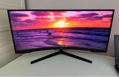 Samsung 34' Odyssey G5 Ultra-Wide Gaming Monitor with 1000R Curved Screen, 165Hz, 1ms, FreeSync Premium, Large Display, Eye Comfort, Multiple Ports, W