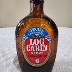 Vintage 1976 Log Cabin Syrup Liberty Bell Bicentennial Flask Bottle Commemorative Flask 24 oz 