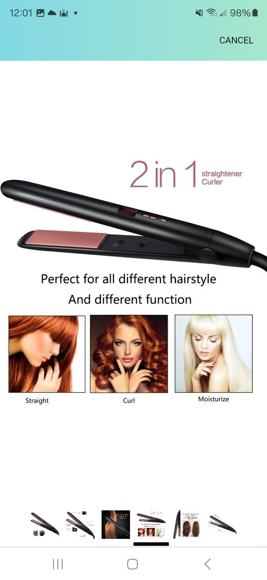 Professional 2 in 1 Hair Straightener And Curler