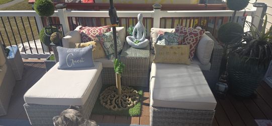 Nautica 5 piece grey rattan wicker set