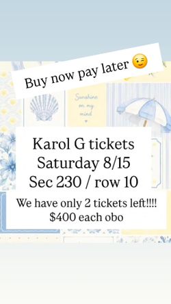 Karol G Saturday 8/15 tickets