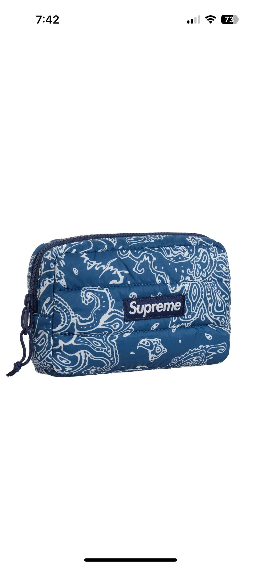 Supreme Blue Paisley Puffer Pouch