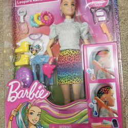 Barbie Leopard Rainbow Hair Doll with Color-Change Hair Feature, 16 Hair & Fashion Play