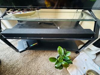 Black Glass and Metal TV Stand