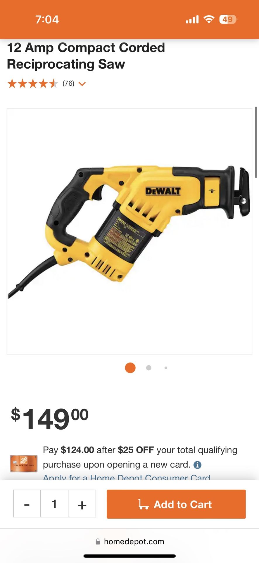 Dewalt DWE357 Compact Reciprocating Saw