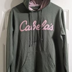 NWOT Cabelas Women's  Green /Pink Hoodie Sweatshirt Size L 