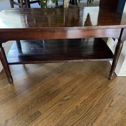 Solid Wood Coffee Table with Lower Shelf