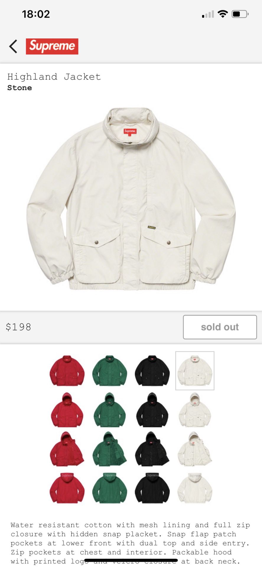 Supreme Highland jacket size M for Sale in Brooklyn, NY - OfferUp