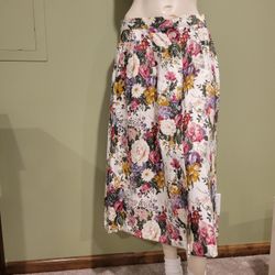 Vintage Linen Blend Long Skirt with Pleats