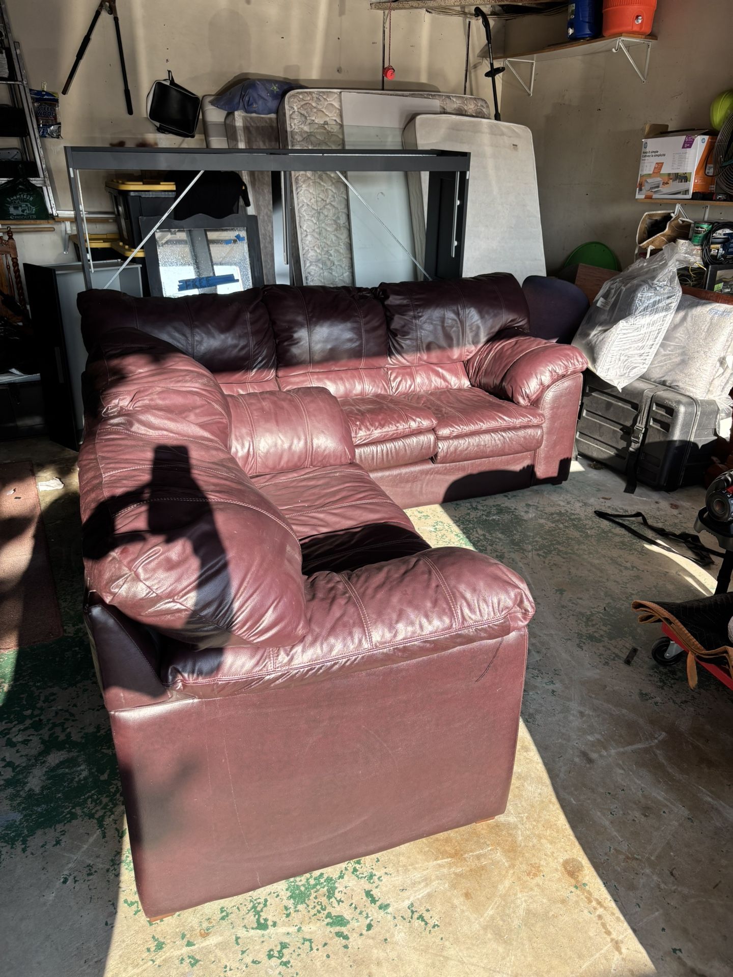 Burgundy Leather Sofa And Love Seat
