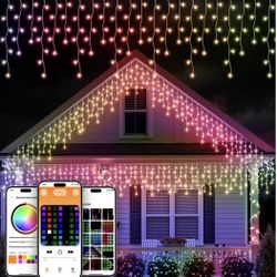 Smart Icicle Lights for Outside - 33ft 304 LED Color Changing Icicle Lights Outdoor - APP controller