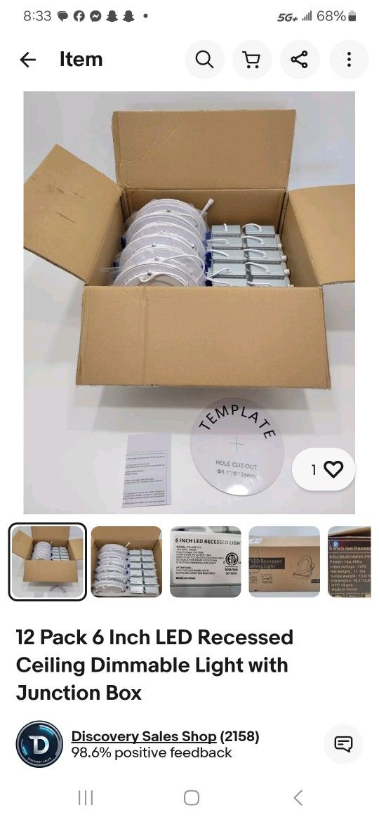 12 pack '6 inch LED recessed ceiling dimmable light with junction box