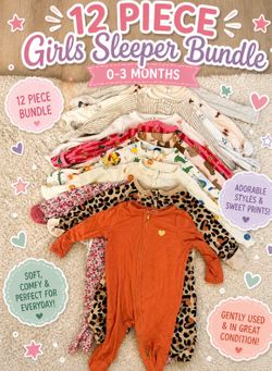 ✨ Baby Girl Sleeper Bundle – 0-3 Months (12 Pieces!) ✨