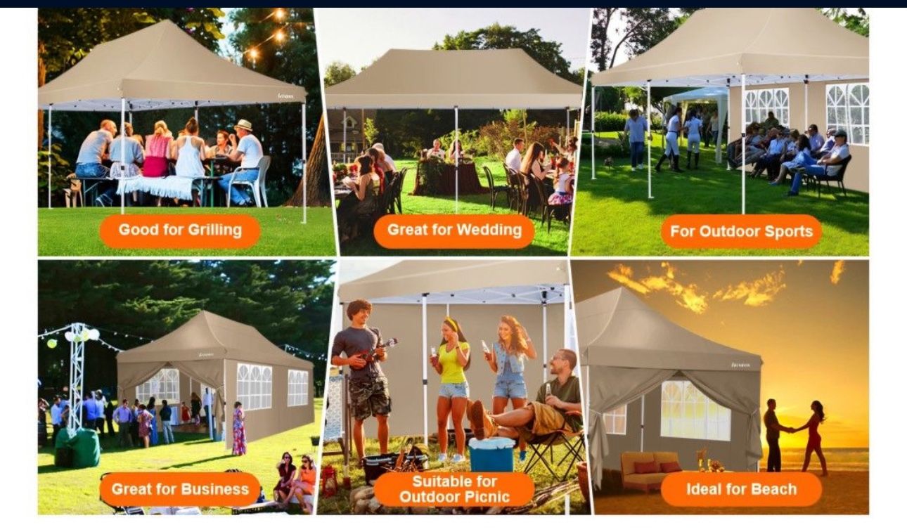 10x20 Pop up Canopy con 6 Paredes Laterales Extraíbles Carpas de Canopy Impermeables Al Aire Libre para Bodas de Fiesta Refugio Instantáneo de Prote