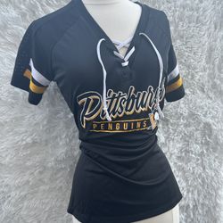 New Pittsburgh Penguins Black Lace-Up Jersey size medium 