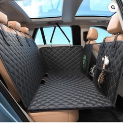 Elufa Hard Bottom Dog Car Seat Cover for Back Seat, 52" Back Seat Extender for Dogs, Waterproof Nonslip Dog Hammock with Flat Platform, Supports up to
