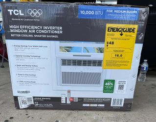 TCL 10,000 BTU Smart Inverter Window Air Conditioner (White) - 450 Sq Ft, Up to 46% Energy Savings, Quiet Cooling Tech, 3-in-1 Cooling, Fan & Dehumidi