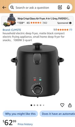 Compact Electric Deep Fryer Matte Black