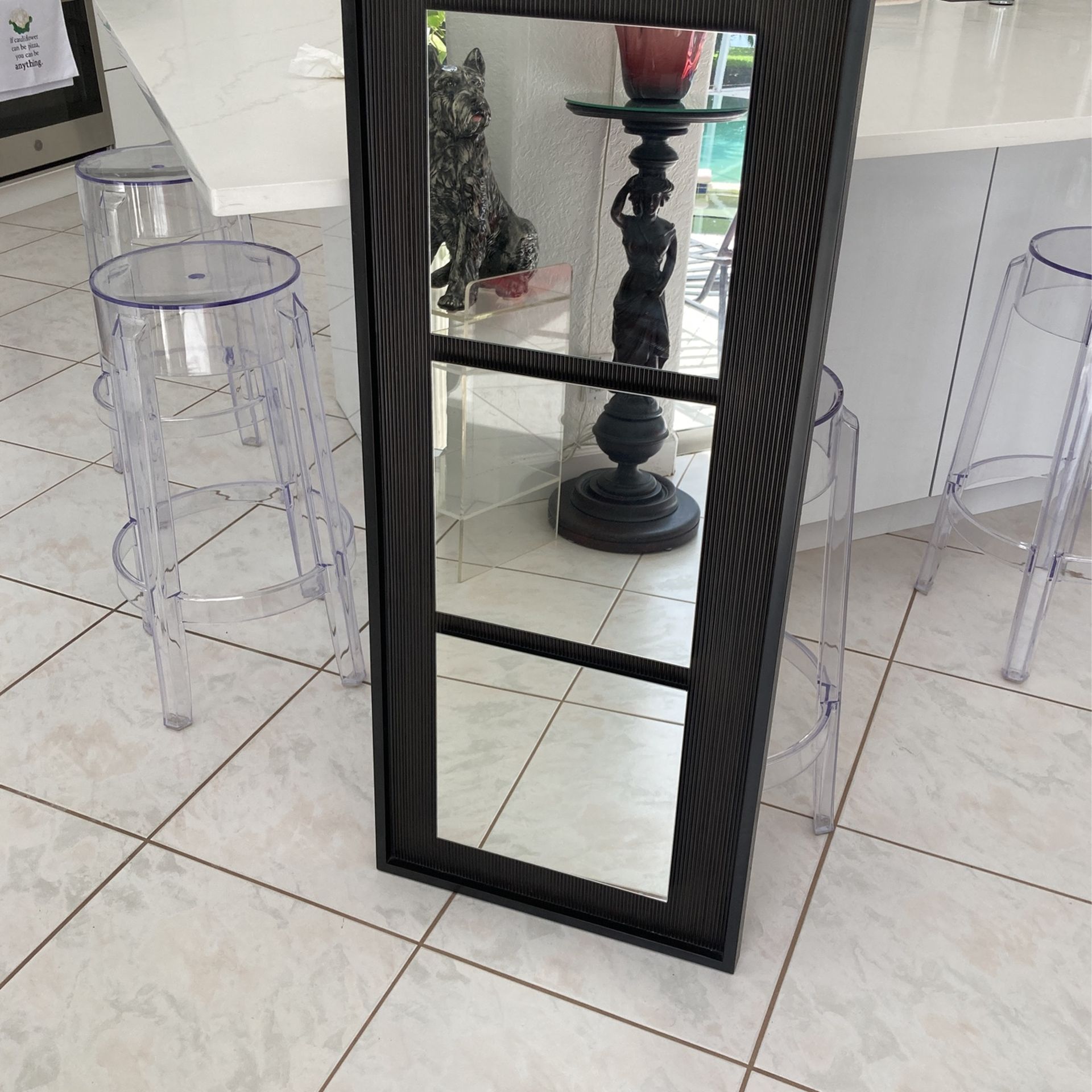 46” Tall Modern Rectangular Mirror From Canada. Triple Mirrors In