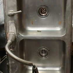 Used Stainless Steel Kitchen Double Sink Complete With Fawcett 
