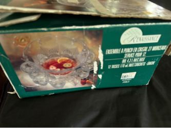 Party with NEW opened Punch Bowl set complete with Ladles, 2 bowls and 12 cups
