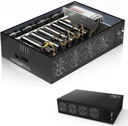 VTRETU Mining Rig System,Complete ETC Crypto Miner with Windows10,Including 8GPU Mining Motherboard,2000W Power