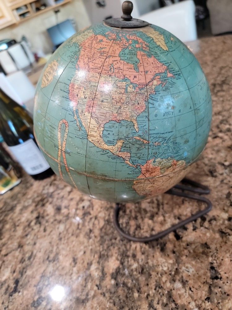 Antique GLOBE MADE BY REPLOGLE GLOBES Chicago
