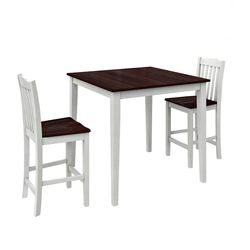 DHP Shiloh 3-Piece Counter Height Dining Set, Rustic Mahogany/White