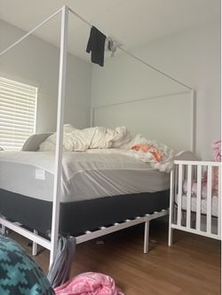 King size mattress and box springs with bed frame