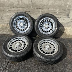BMW e28 chrome 14 inch wheels and old tires. 5 on 120mm 