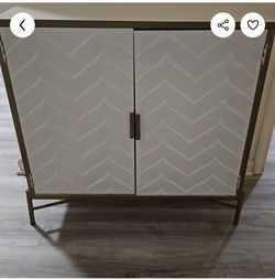 Two-Door Cabinet with Gold Metal Frame