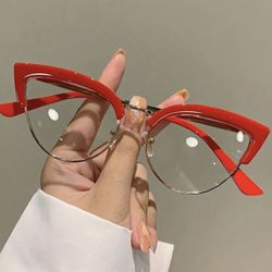 Fashionable Red Vintage Cat Eye Clear Lens For Women And Men - Perfect For Parties And Special Occasions