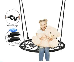 40 inch Spider Web Tree Swing with Adjustable Length and Tree Straps