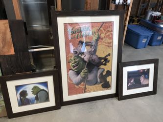 Model Home “Shrek” Artwork-set Of 3 Professionally Framed Art-$100- Measurements In Photos