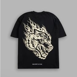 Darc Sport Black Wolf Graphic Cotton Men's Crew Neck Short Sleeve T-Shirt - 3XL