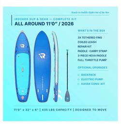 iROCKER ALL AROUND 11' 8.0 PADDLE BOARD SURF