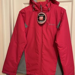 New Women’s Columbia Thermal Coil  Hooded Full Zip Pink Coat Jacket Small