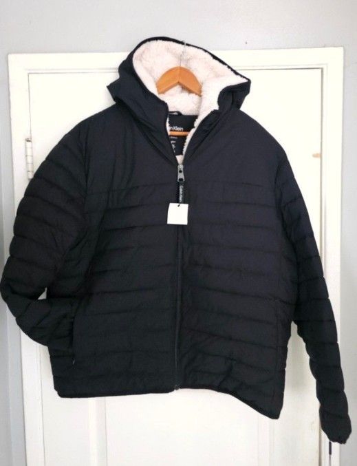 Men's Calvin Klein Black Sherpa Jacket Puffer XL