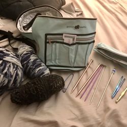 Yarn Bag,  Yarn, Knitting Sticks, Crochet Hooks