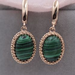 E16- Natural Malachites Earrings For Women!  