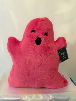 Martha Stewart Bright Hot Pink Plush Ghost Pillow Halloween Decor NWT