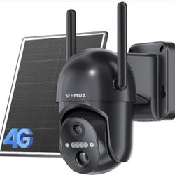 New-4G LTE Cellular Solar Security Camera Wireless Outdoor, No WiFi Solar Powered Camera, 360° Live View, 2K Color Night Vision, PIR Motion Sensor, 2 