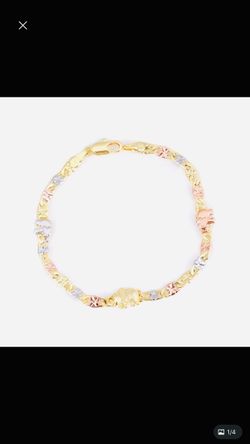 Bracelets Elephants gold plated tricolor 7.2 inches 